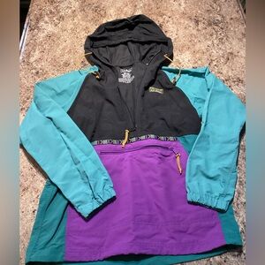 L.L. Bean Black and Teal Hooded Jacket